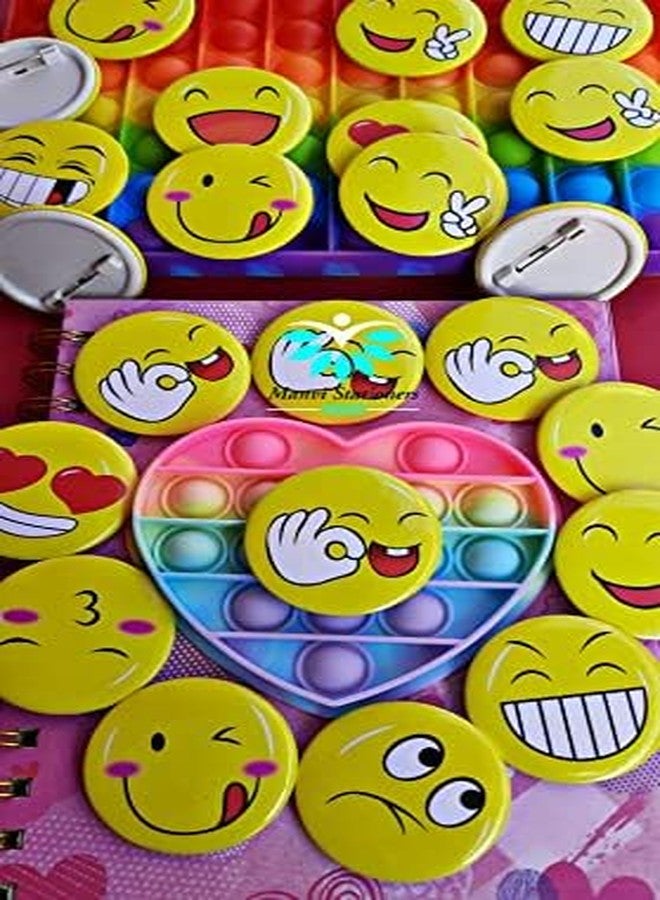 MSGH Smiley Emoji Colourful Expressions 4.5 CM Button Pins Badge Metal Brooch (Multicolour, 4.5 CM) - Set of 30/60 pcs- Birthday, Office and Theme Party (DESIGN 2 (30 PCS X 3 SET)) - Image 2